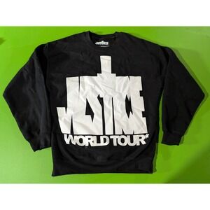 Justin Bieber Justice World Tour Crewneck Sweatshirt Black Adult Large 2022